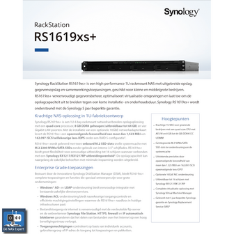 Synology RackStation RS1619xs+ 64GB (refurbished)